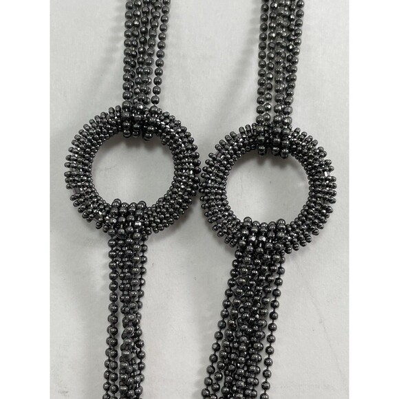 Joan Rivers Multichain And Circles 29 inch Necklace Rhinestone Dark Silver Tone - Picture 13 of 16